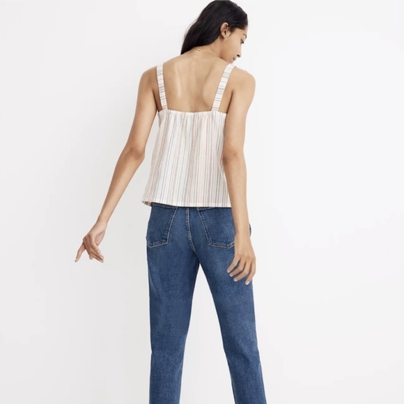 Madwell Button-Front Cami Tank in Textural Rainbow Stripe medium - Picture 3 of 10